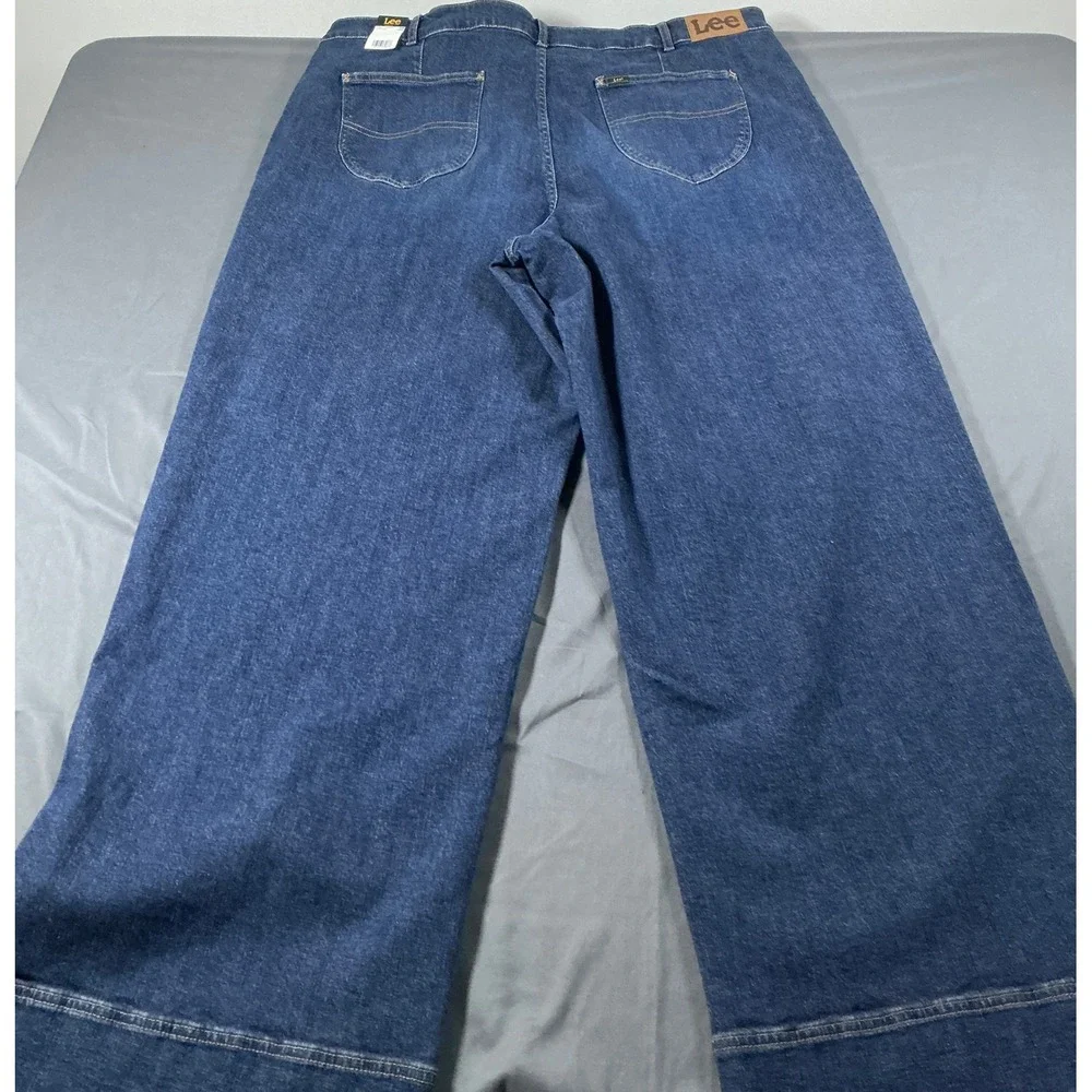 Lee‎ Legendary Plus Wide Leg Trouser Jeans 24W Long Dark Wash High Rise NWT - Picture 8 of 14